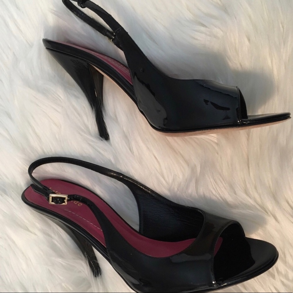 Kate Spade Black patent peep toe heels 👠